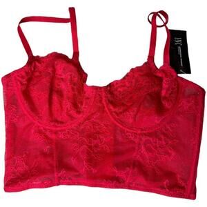 INC International Concepts Red Lace Bustier Bra Women's Size M NWT